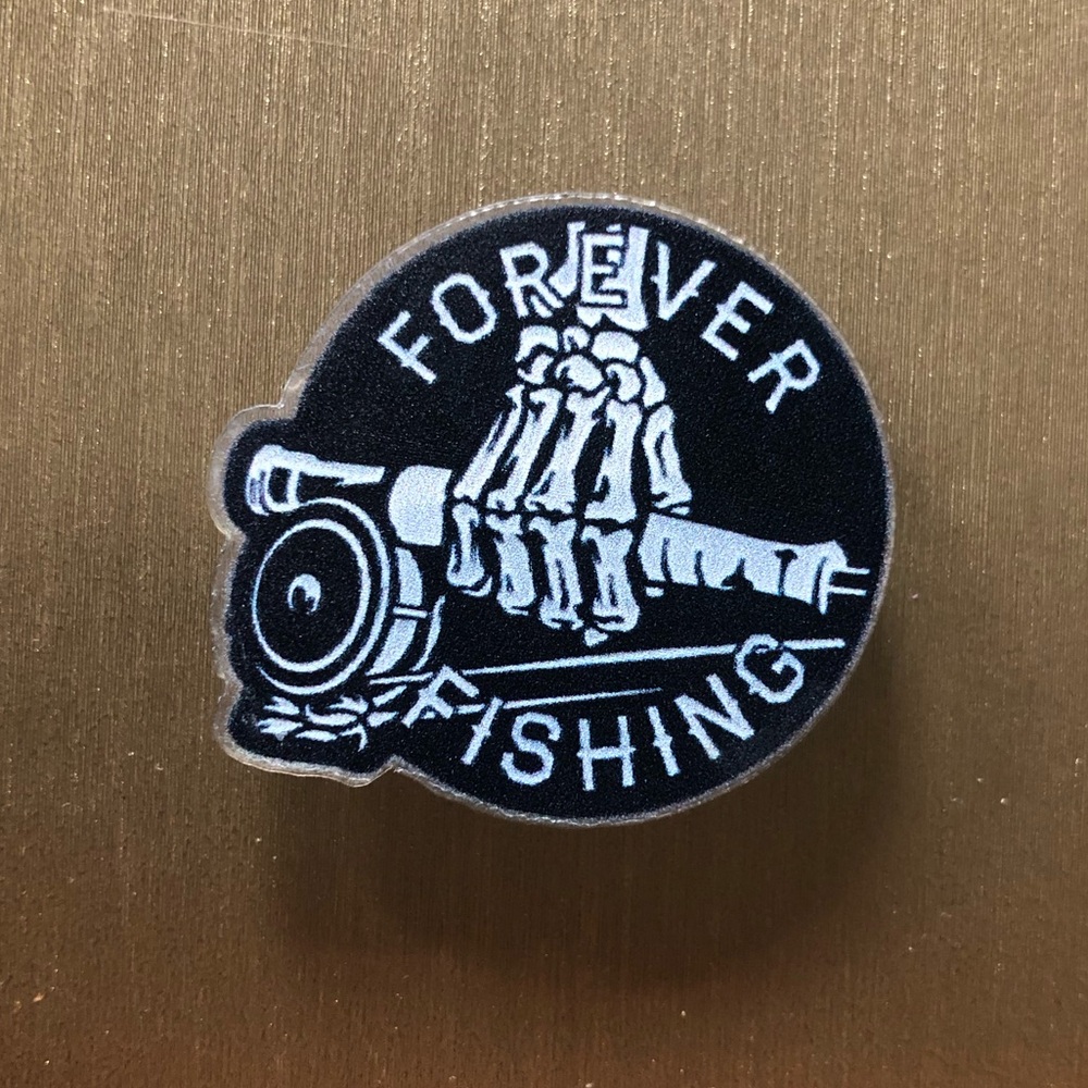 Forever Fishing Skeleton Acrylic Pin